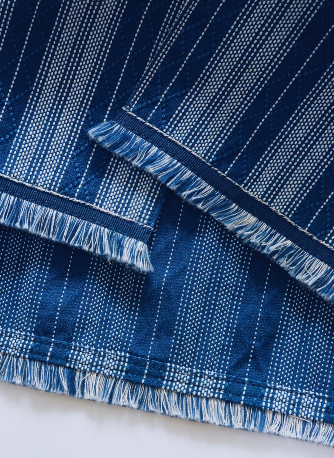 Indigo Dye Sashiko Striped Aloha Shirt