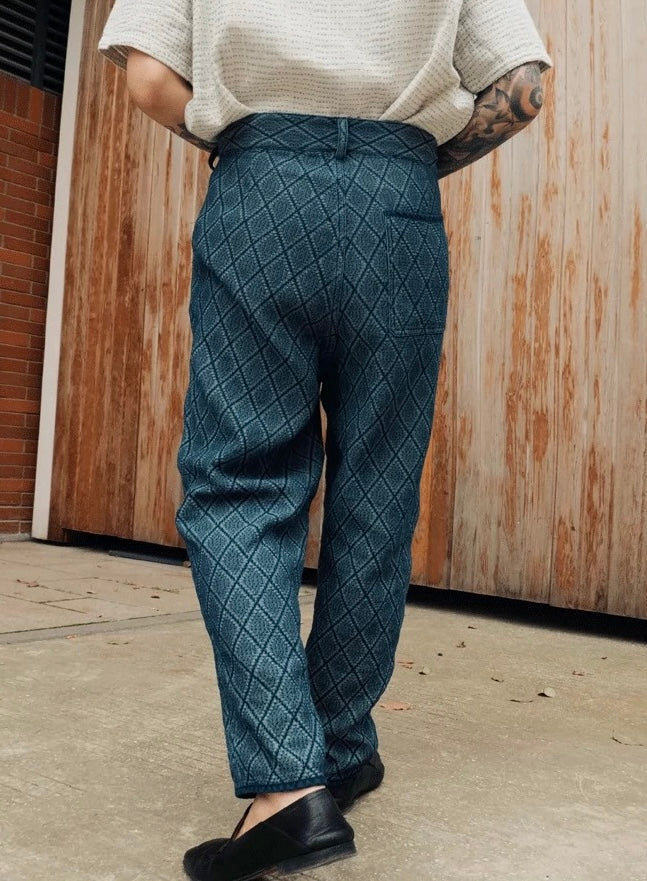 Indigo Dye Jacquard Pants