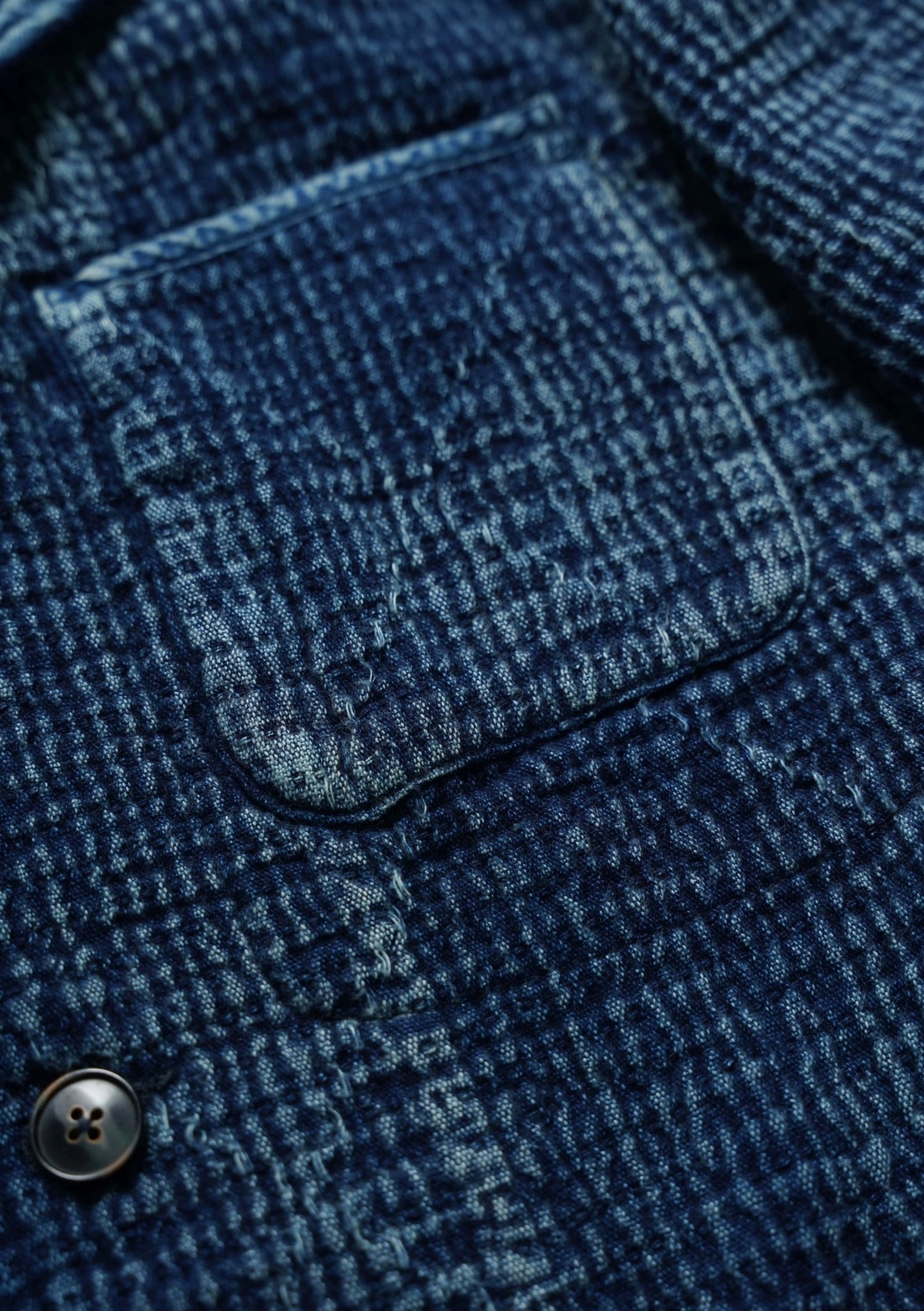 Indigo Dye Sashiko 3 Buttons Blazer Jacket