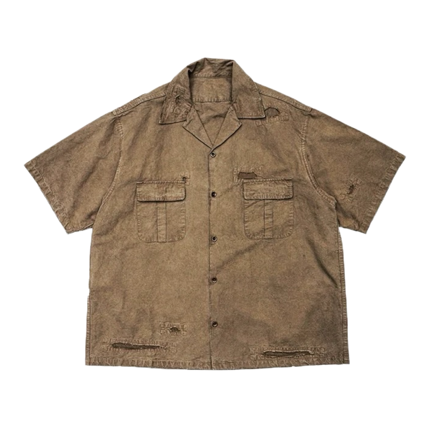 Mud Dye Distressed Worker Aloha Shirt