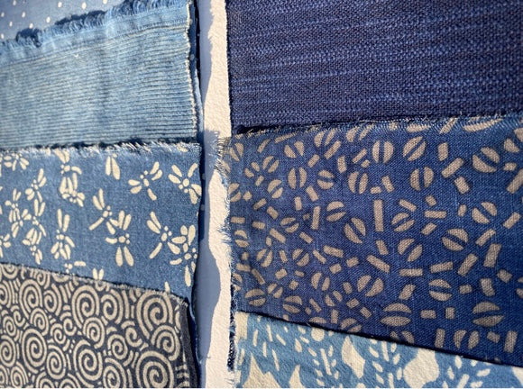 Indigo Dye Fabric Scraps Bundles