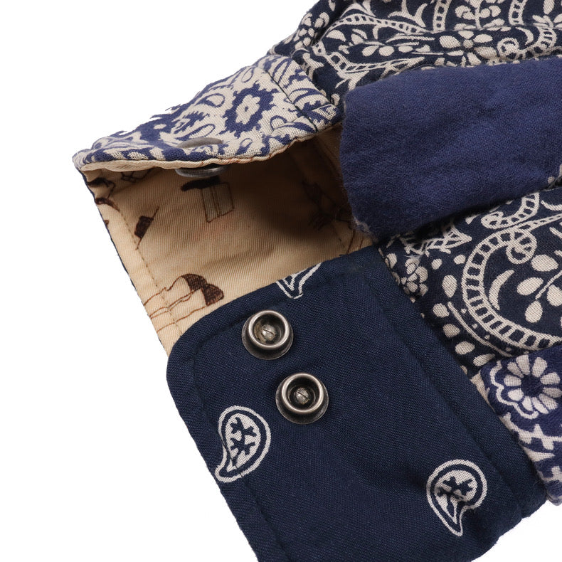 Japanese Handmade Cotton 3M Thinsulate Bandana Paisley Padded Patchwork Down Jacket | Indigo store Union | Made to Order