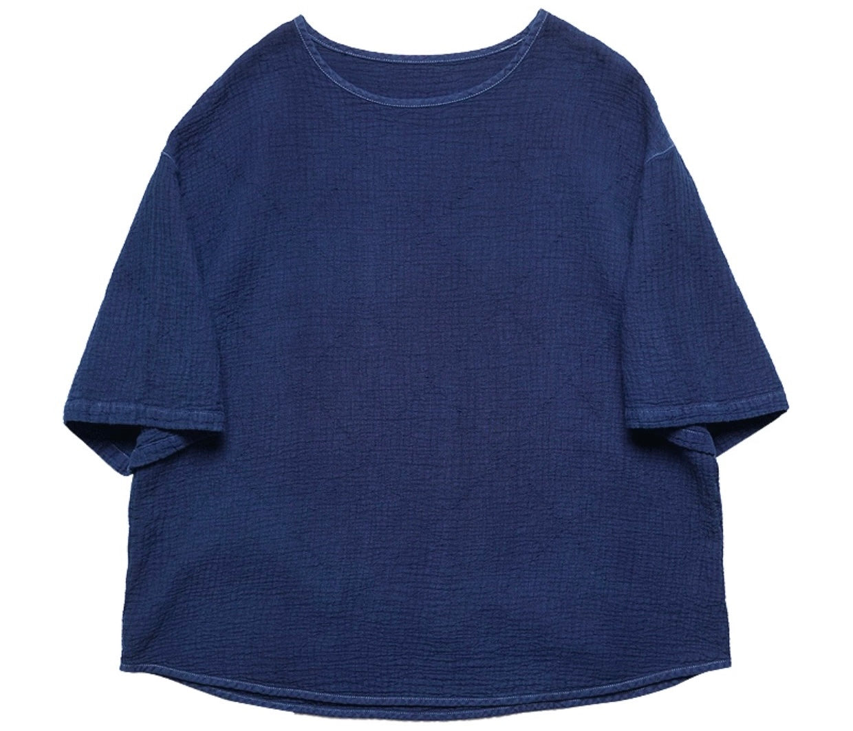 Dark Indigo Dye Sashiko Oversized T-Shirt