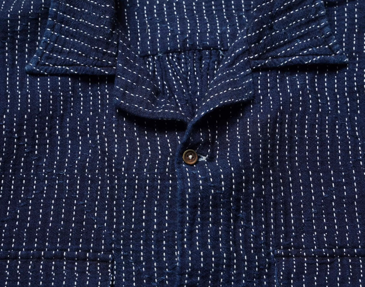Indigo Dye Sashiko Americana Short-Sleeves Shirt