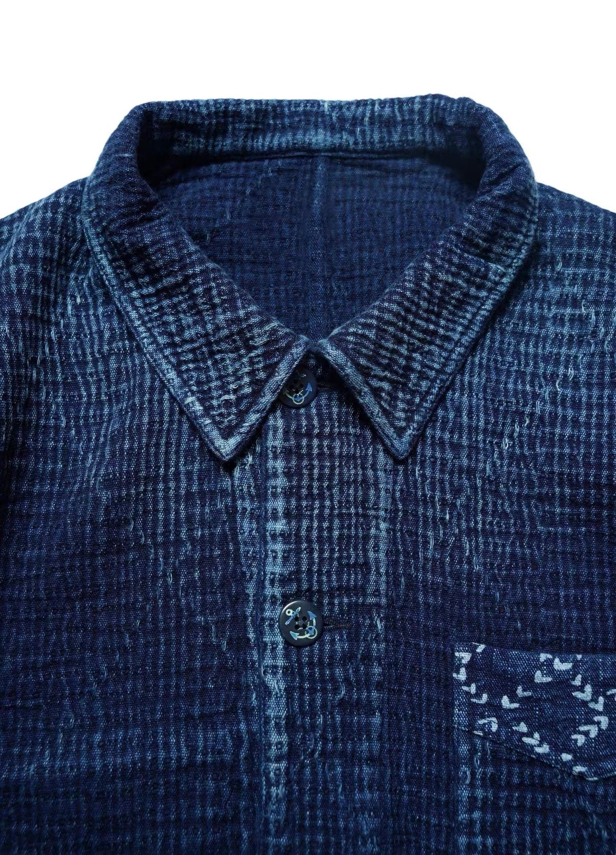 Indigo Dye Patchwork Sashiko French Work Jacket