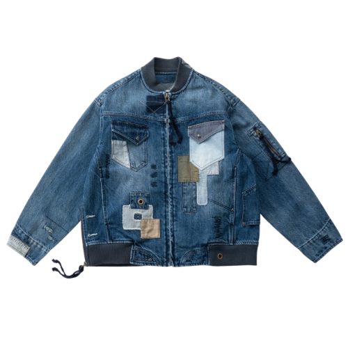Denim Patchwork Sashiko Jacket