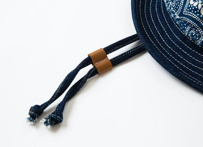 Indigo Dye Kofu Patchwork Bucket Hat