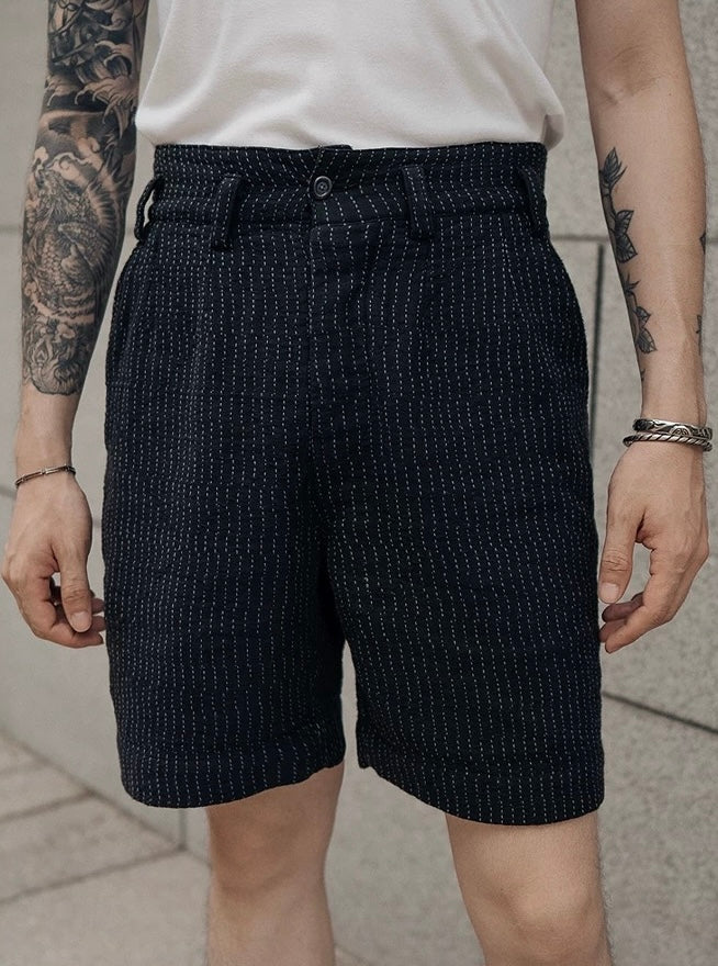 Black Sashiko French Shorts