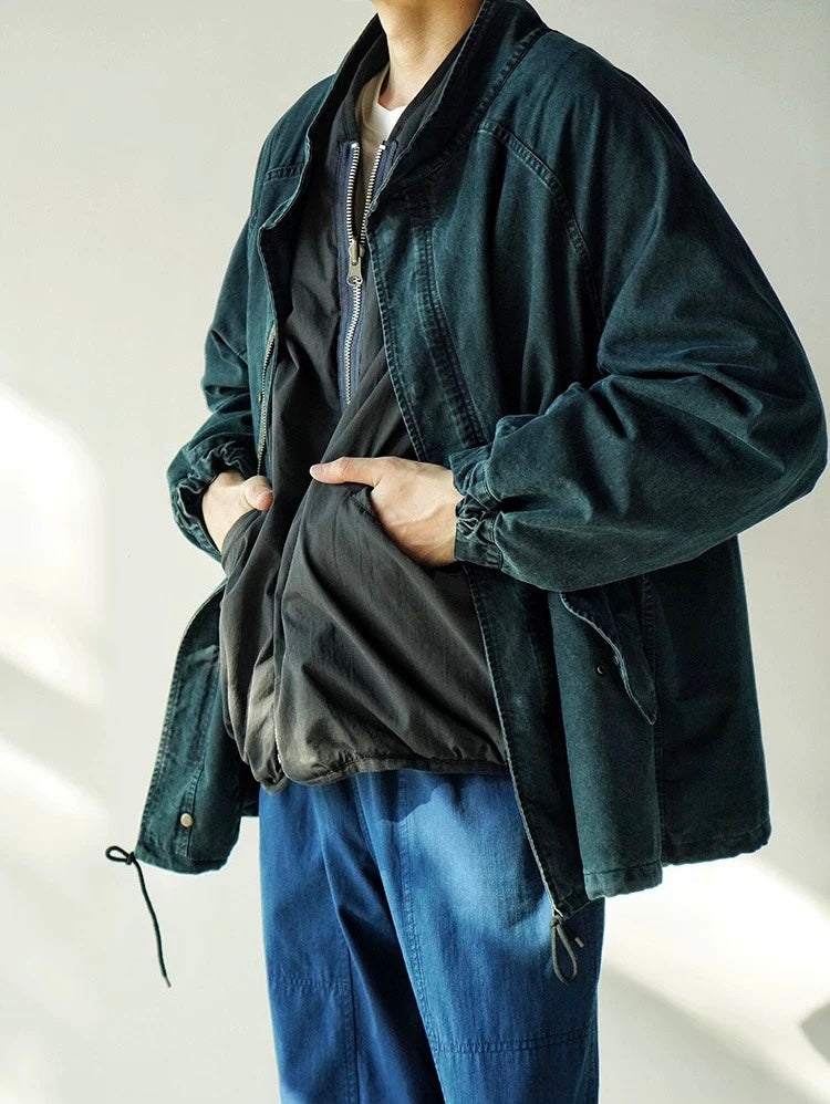 Mud Dye Reversible Collarless Iris Coat