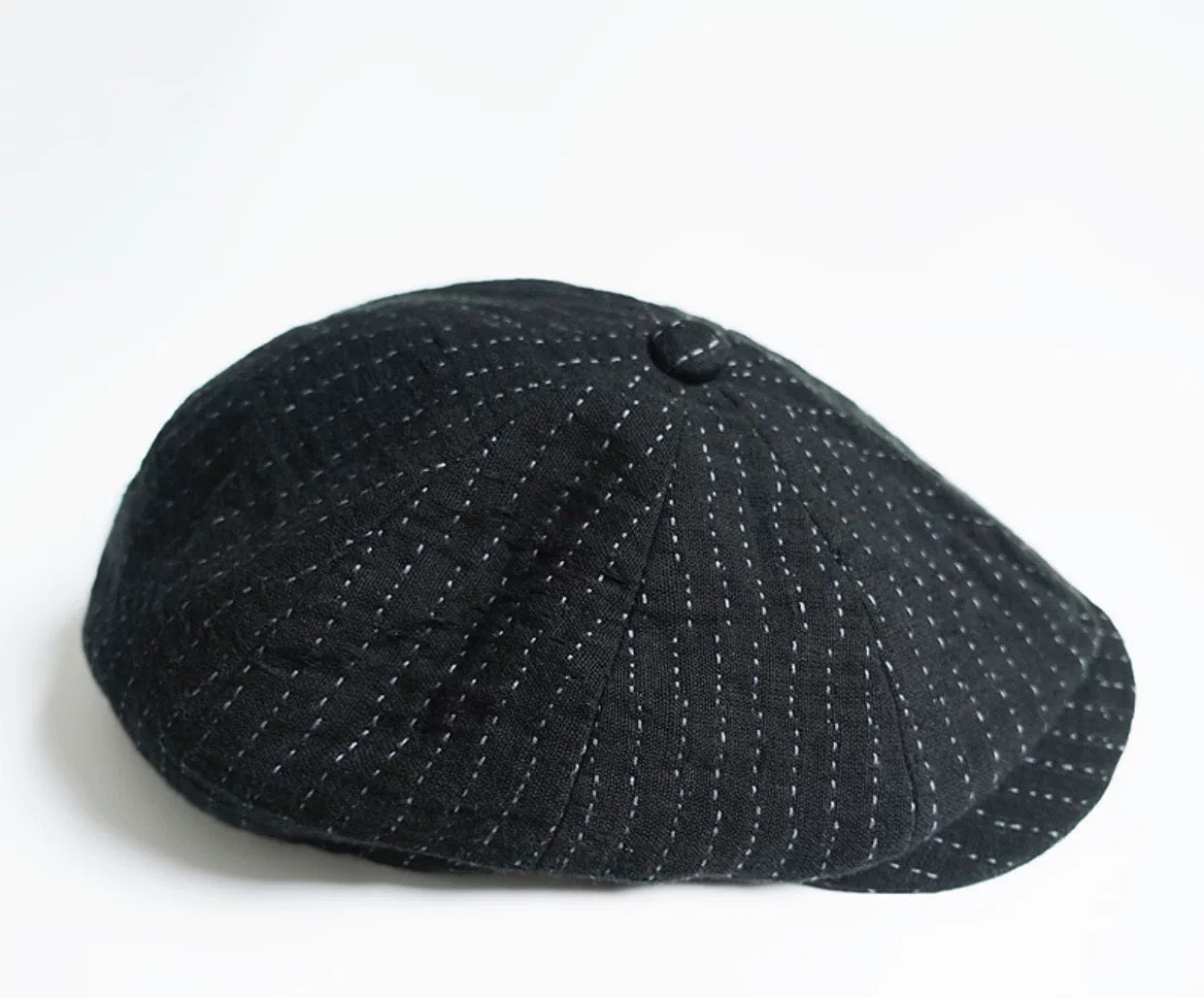 Black Sashiko Newsboy Cap