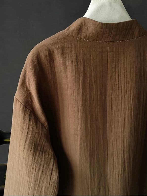 Brown Sashiko Stitch Noragi Jacket