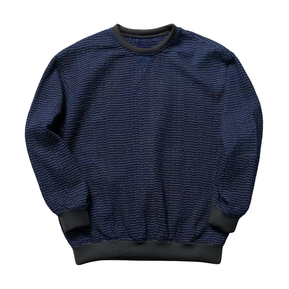 Indigo Dye Running Stitch Sashiko Crewneck