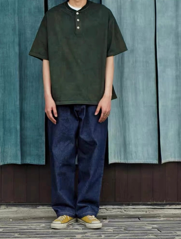 Botanical-Dyed Forest Henley Tee