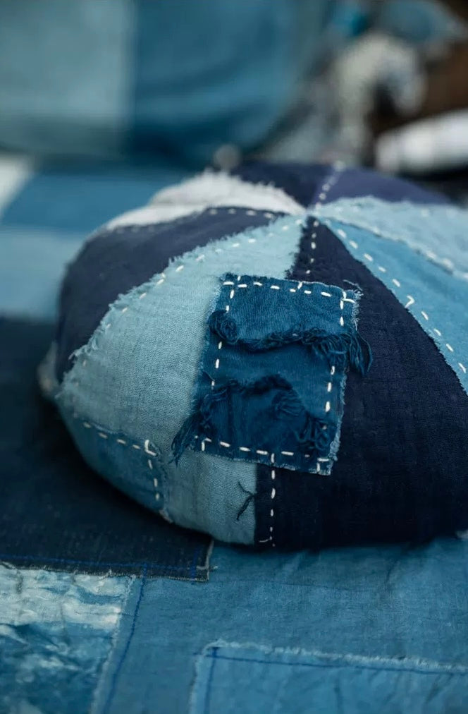 Indigo Dye Boro Patchwork Cap