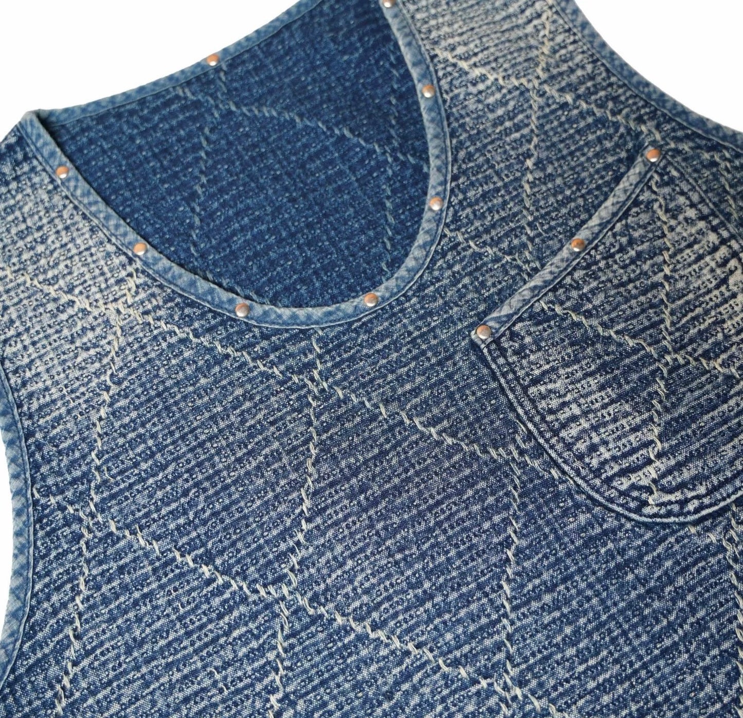 Indigo Dye Sashiko Retro Vest