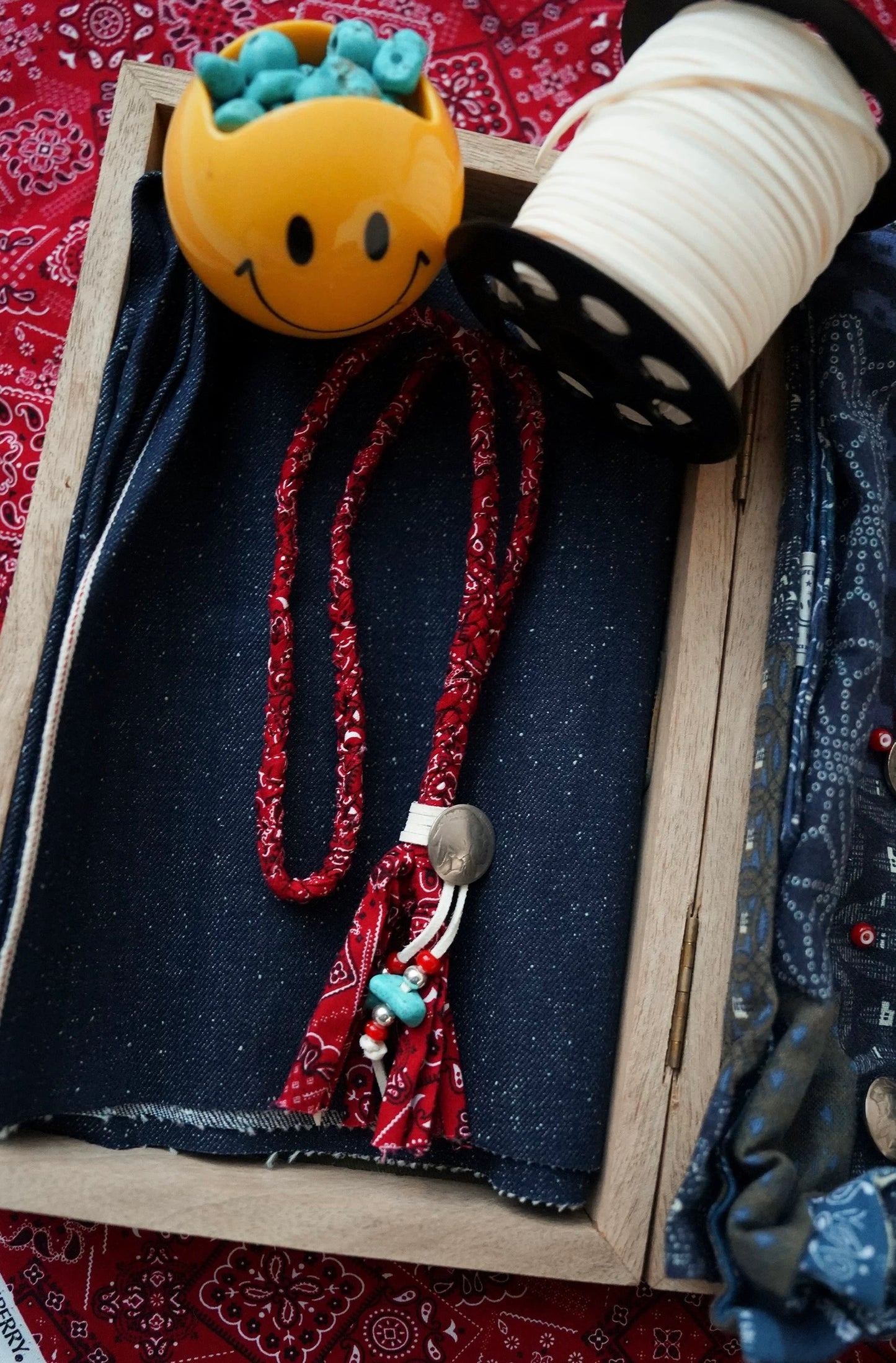 Handwoven Bandana & Turquoise Necklace
