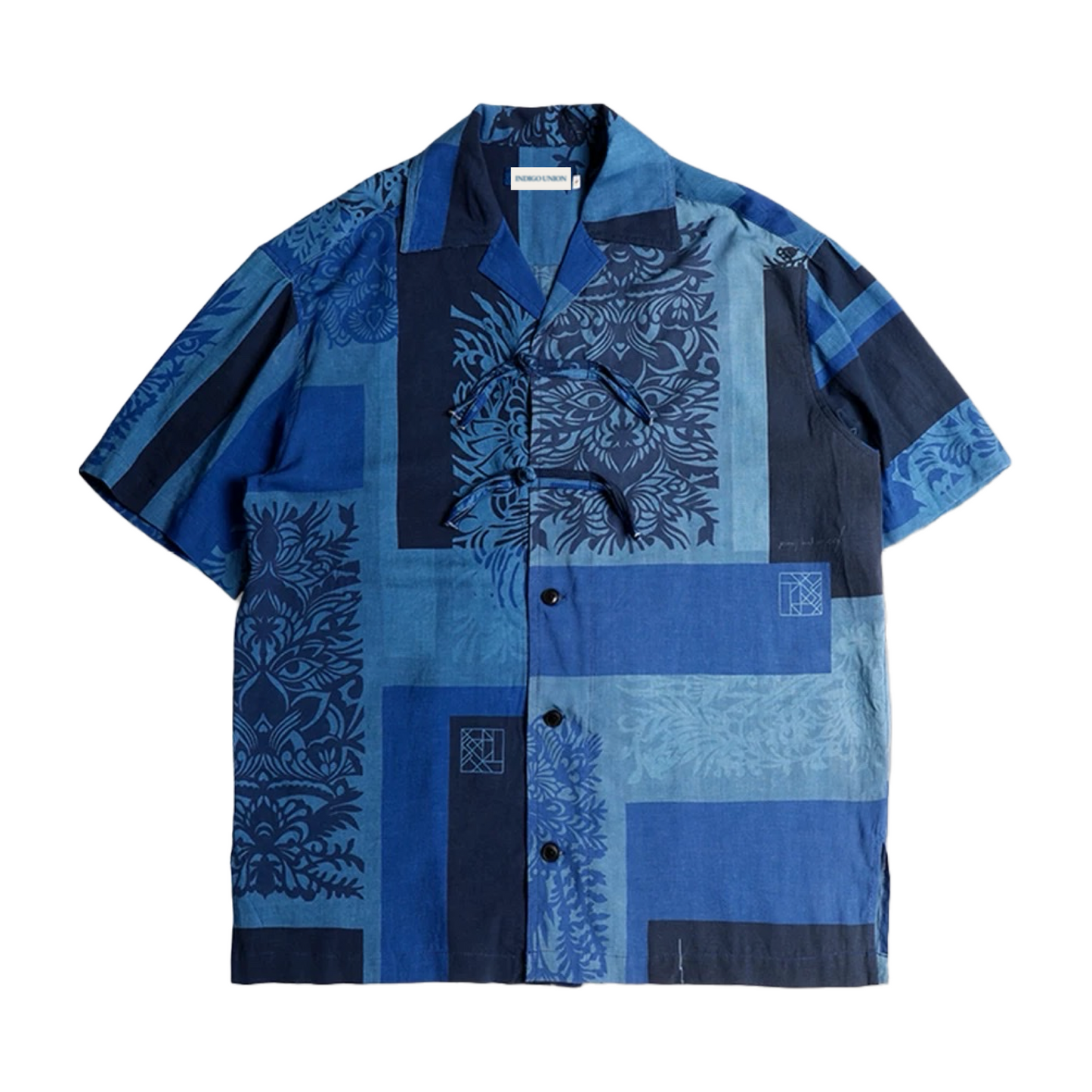 Indigo Dye Folk Loycell Aloha Shirt