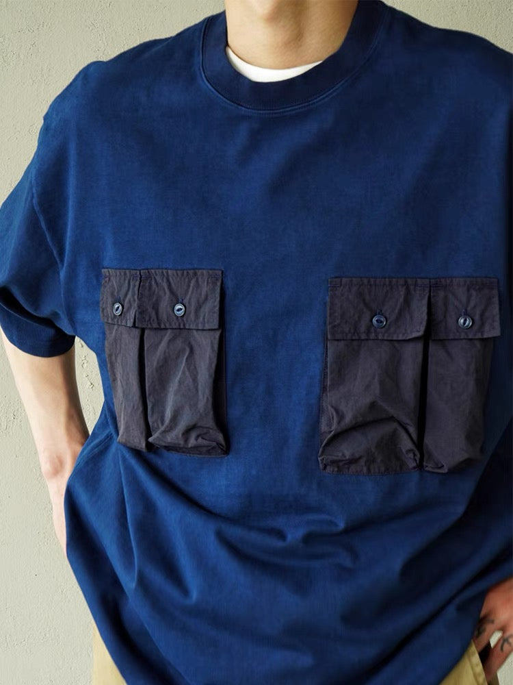 Indigo Dye Four Pockets T-Shirt