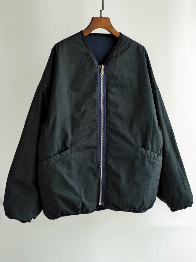 Mud Dye Reversible Collarless Iris Coat