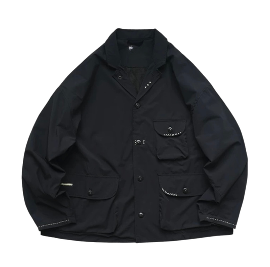 Black Water-Repellent Sashiko Blazer