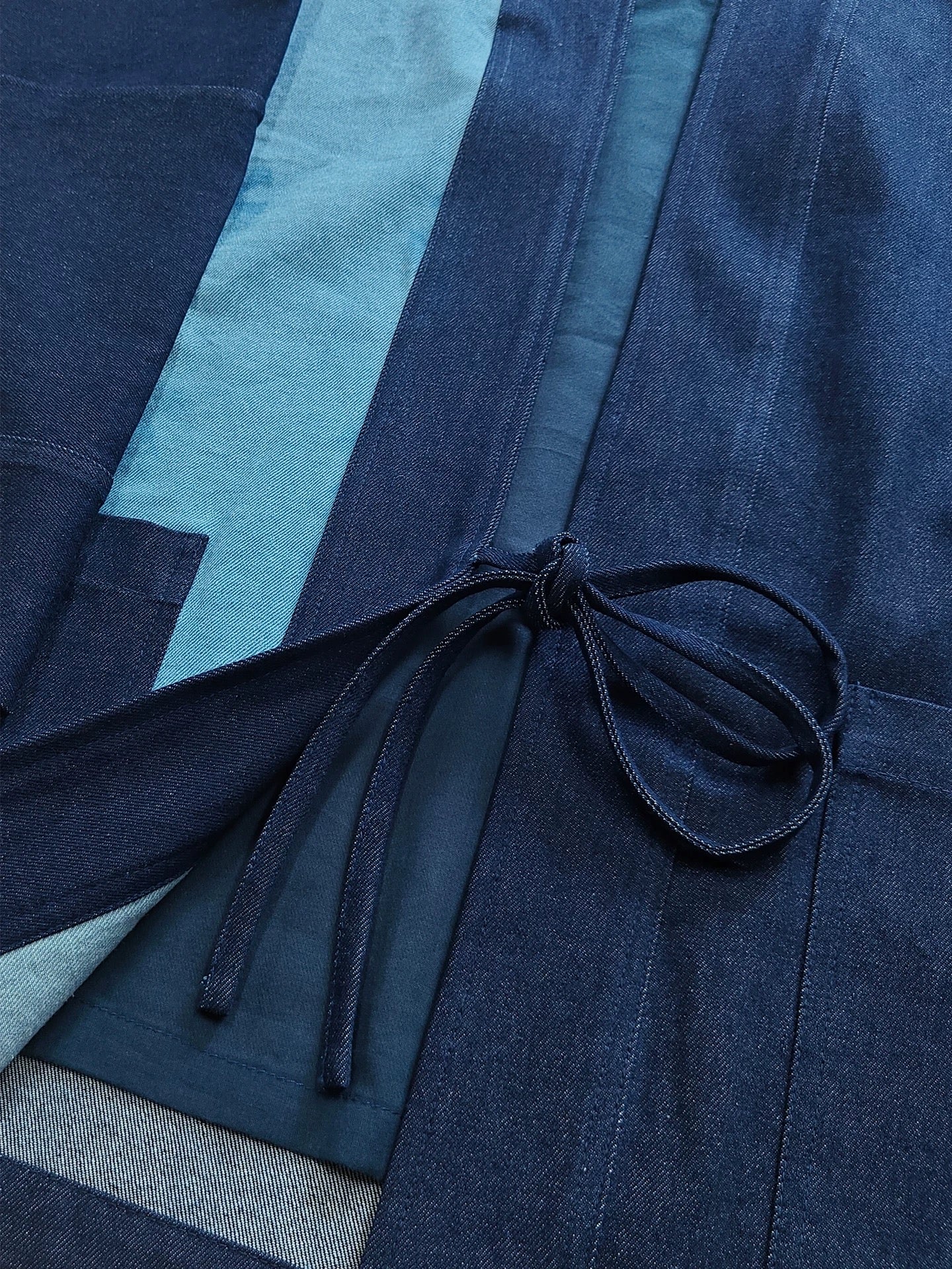 Washed Denim Patchwork Haori Jacket
