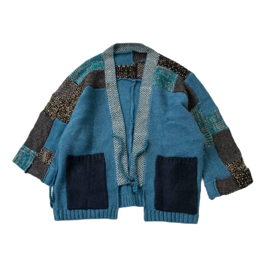 Patchwork Knit Kimono Jacket