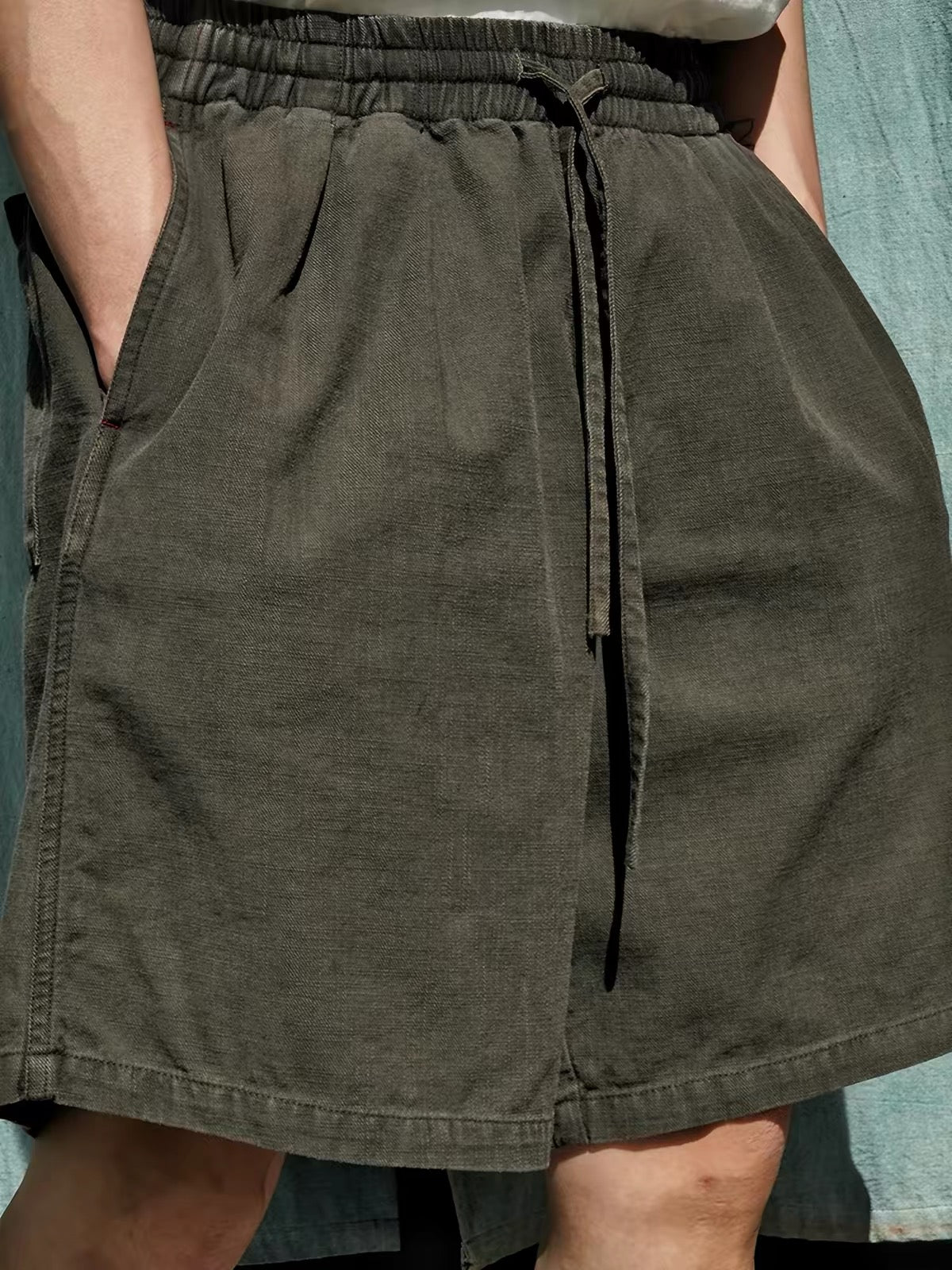 Botanical Charcoal Pleated Easy Shorts