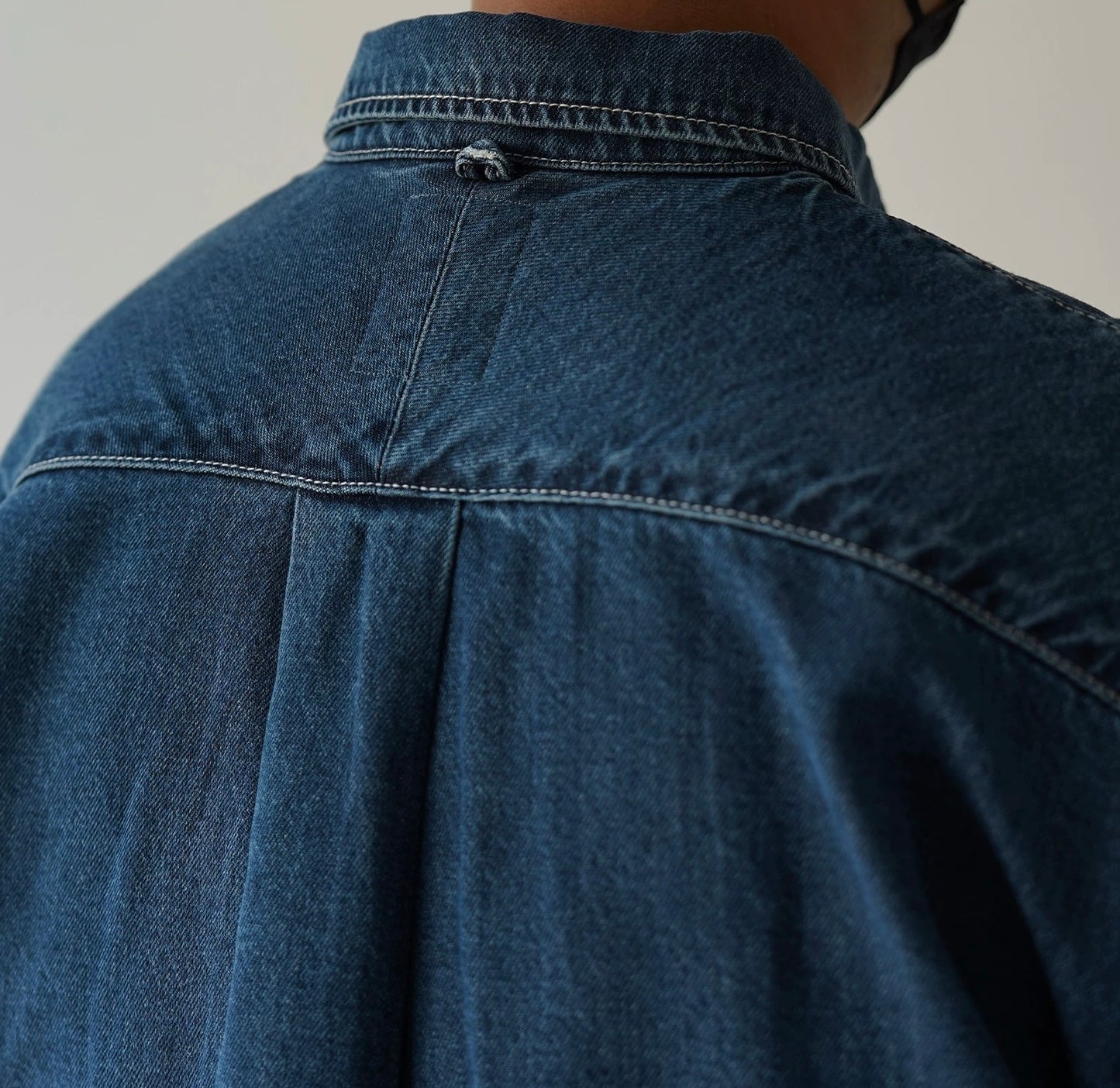 Dark Blue Patchwork Denim Shirt