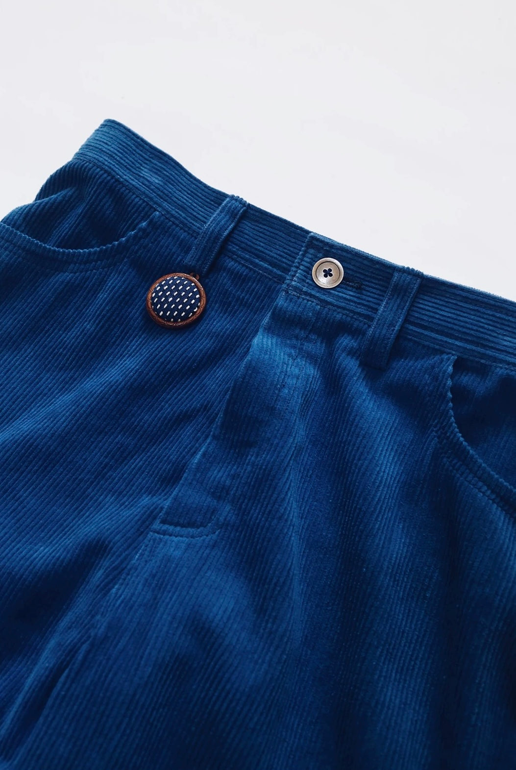 Indigo Dye Patchwork Corduroy Pants