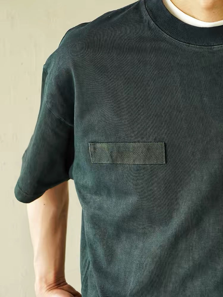 Botanical-Dyed Flight Pocket Heavyweight Tee - Ink Blue
