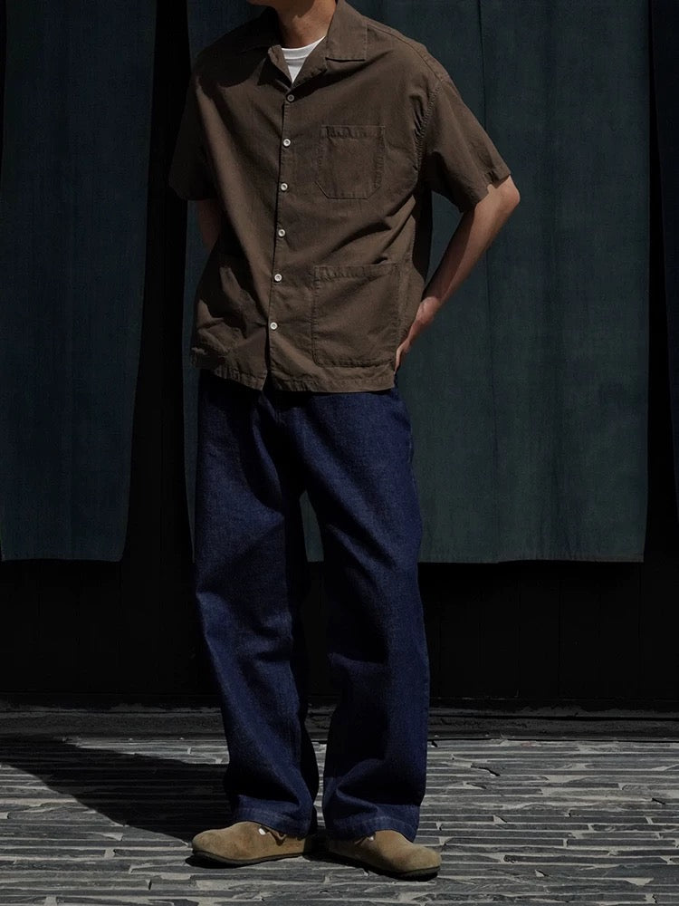 Walnut Hulls Dye Short Sleeves Aloha Shirt