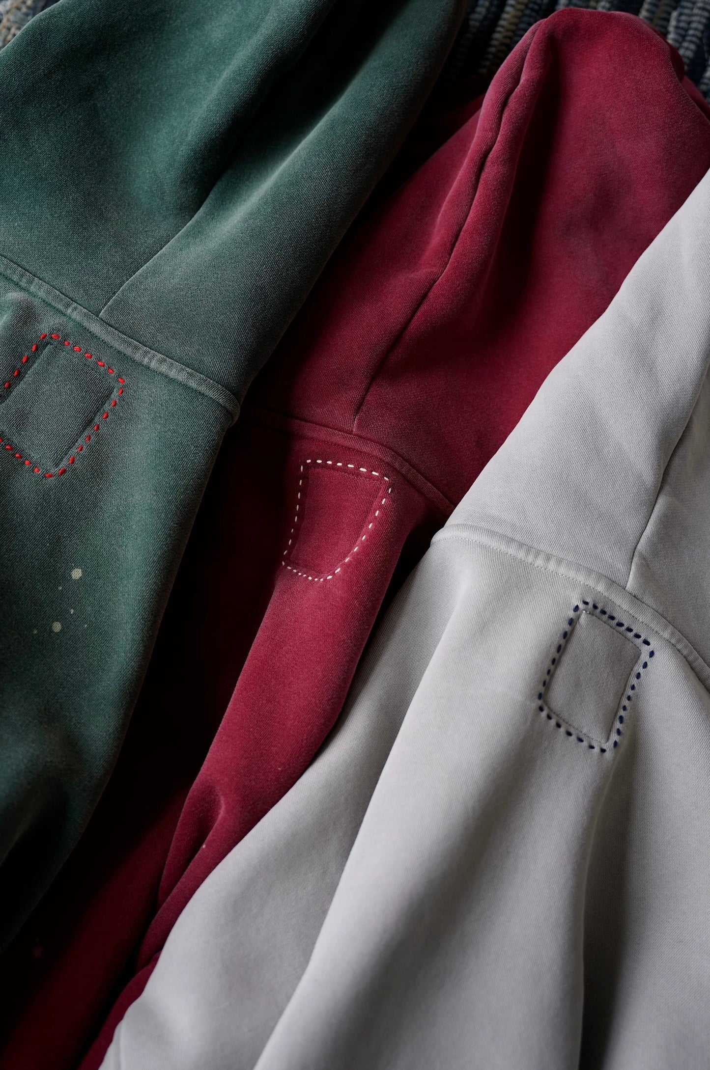 Grey Sashiko Map Patchwork Hoodie