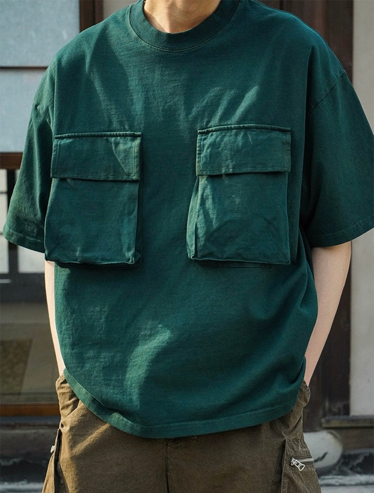 Oak Leaves Dye Double Pockets T-Shirt