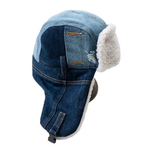 Denim Patchwork Trapper Cap