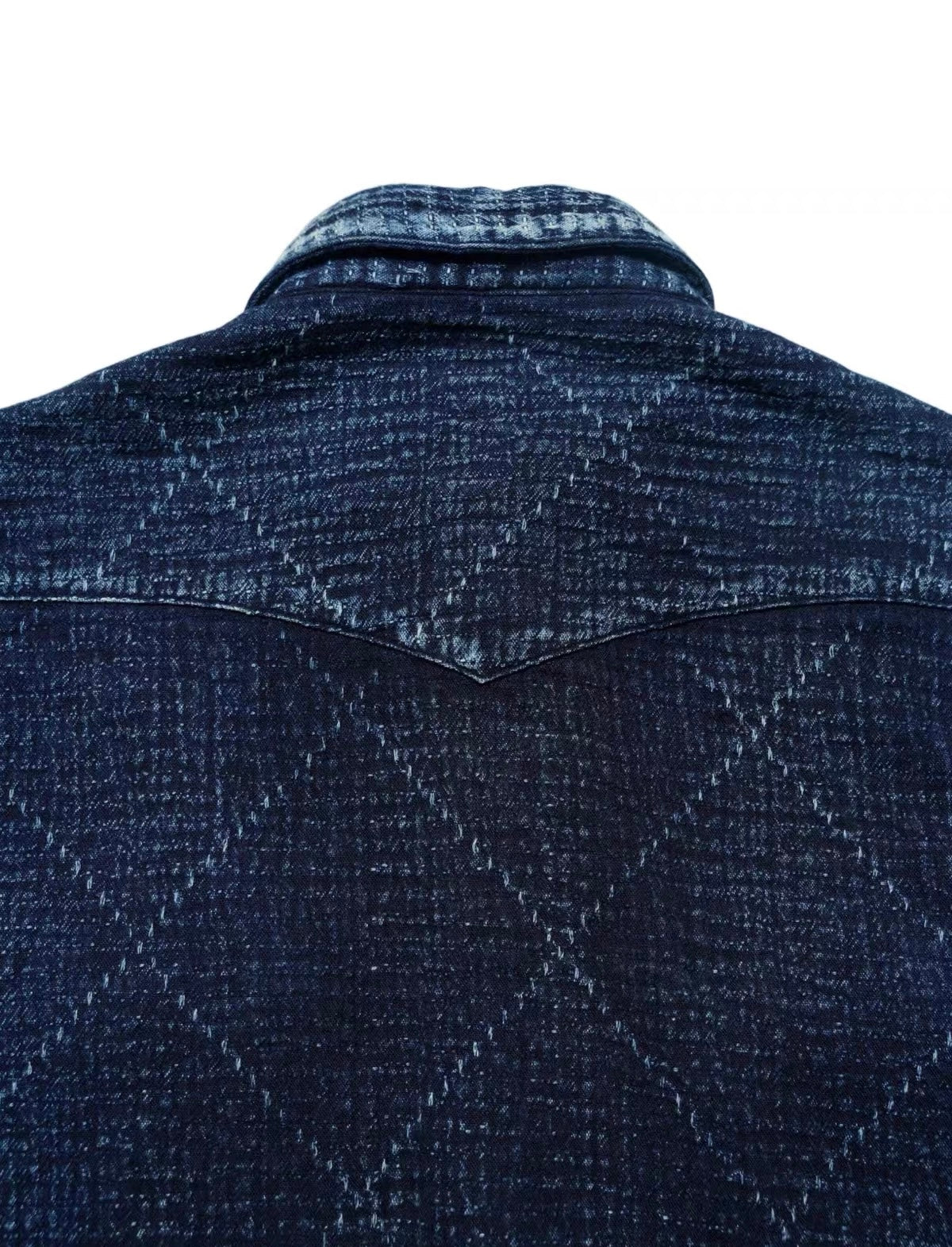 Indigo Dye Distressed Sashiko Western Shirt