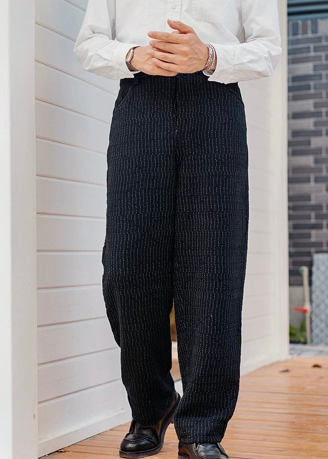 Black Dye Grey Sashiko Pants