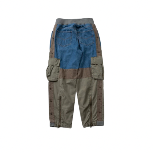 Military Green Patchwork Worker Pants