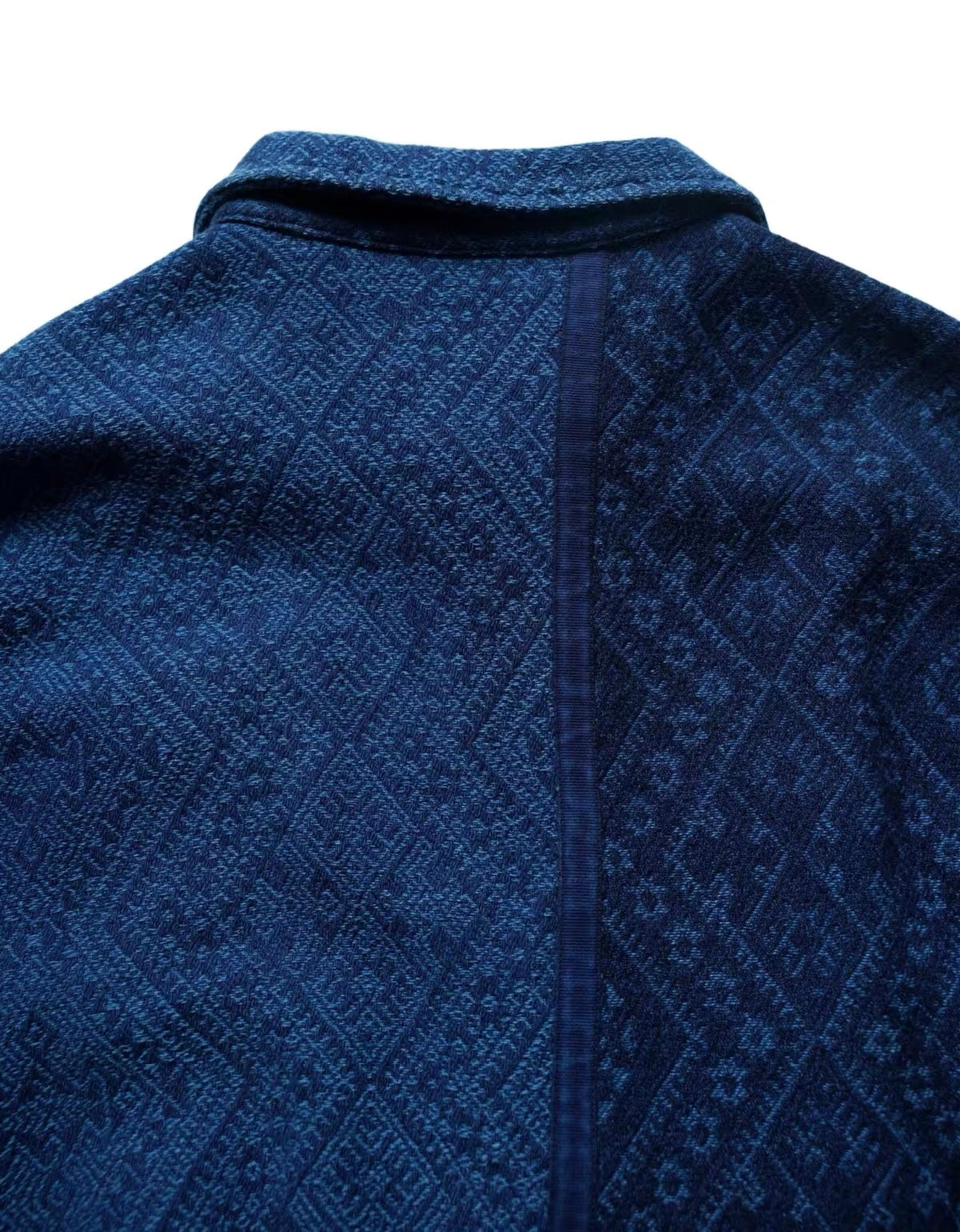 Indigo Dye Double-Dyed Jacquard Patchwork Work Jacket
