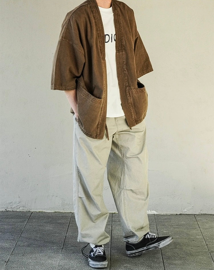 Walnut Hulls Dye Haori Jacket