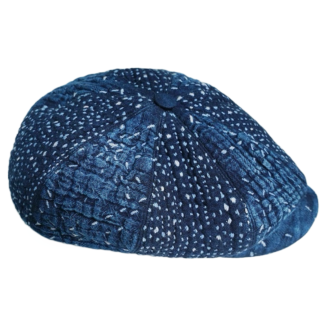 Indigo Dye Sashiko Newsboy Cap