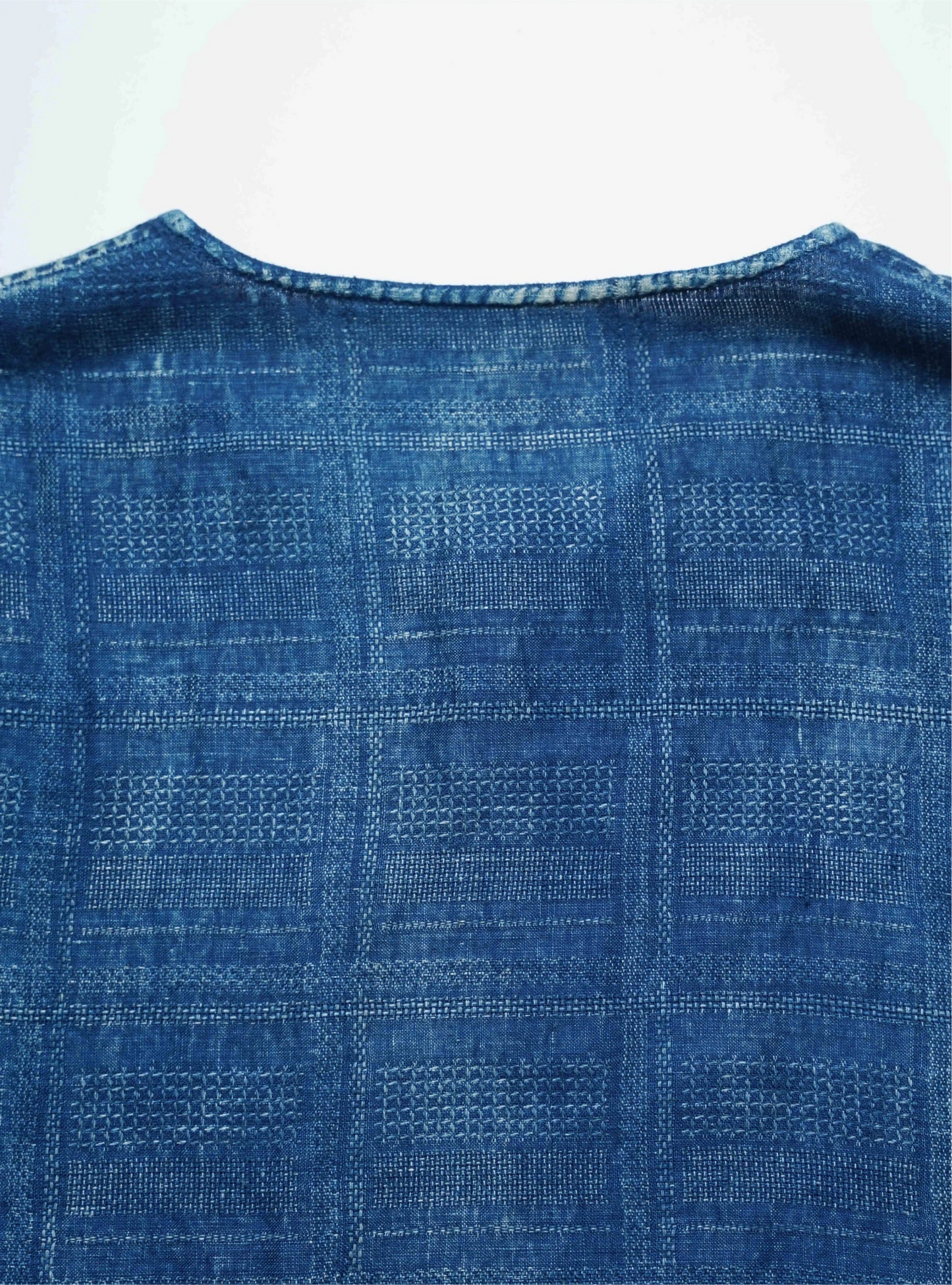 Indigo Dye Linen Henley Shirt