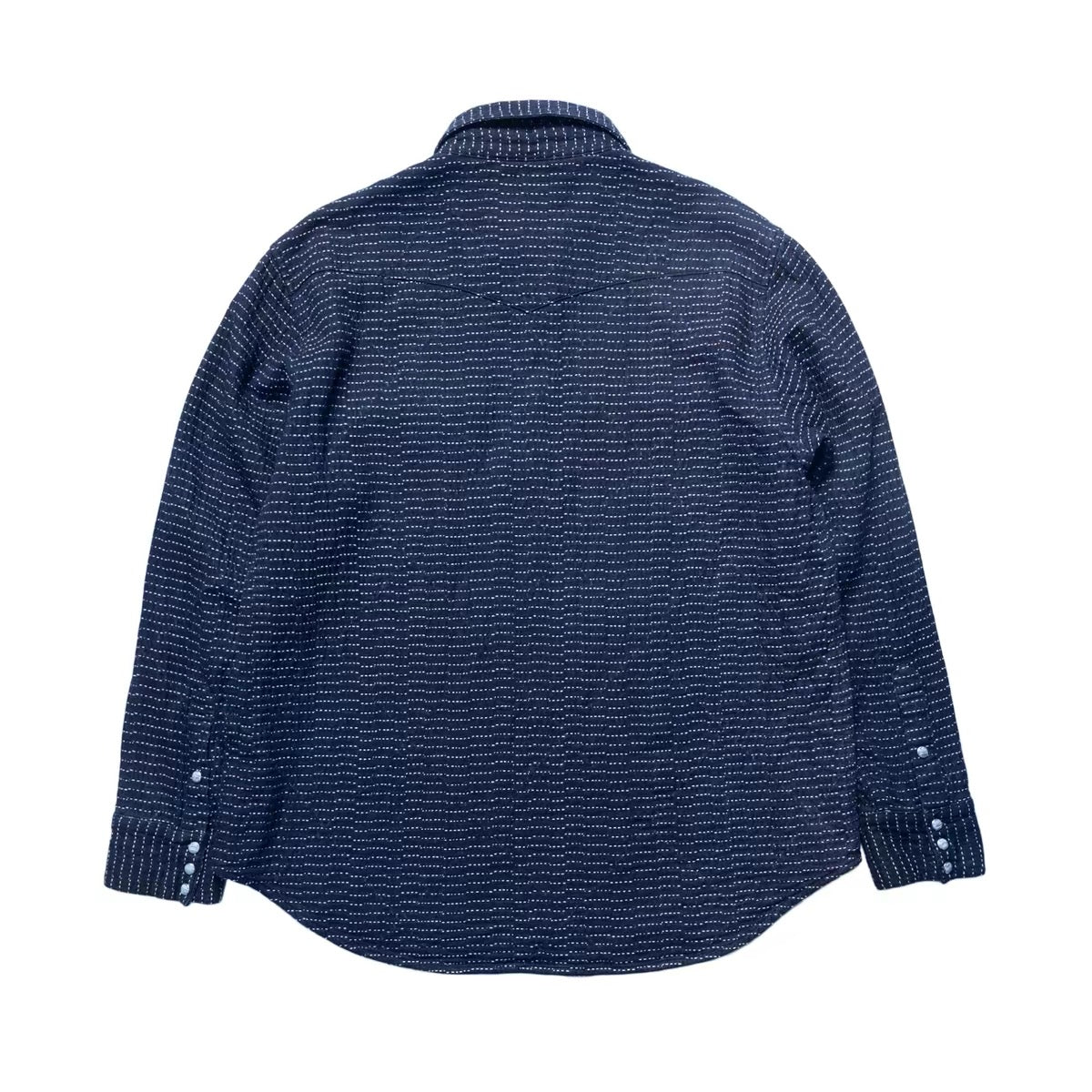 Indigo Dye Running Stitch Sashiko Western Shirt