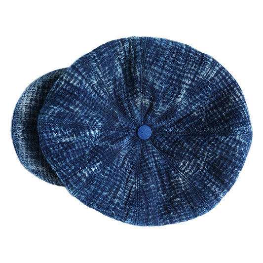 Indigo Dye Sashiko Heavy Wash Newsboy Cap