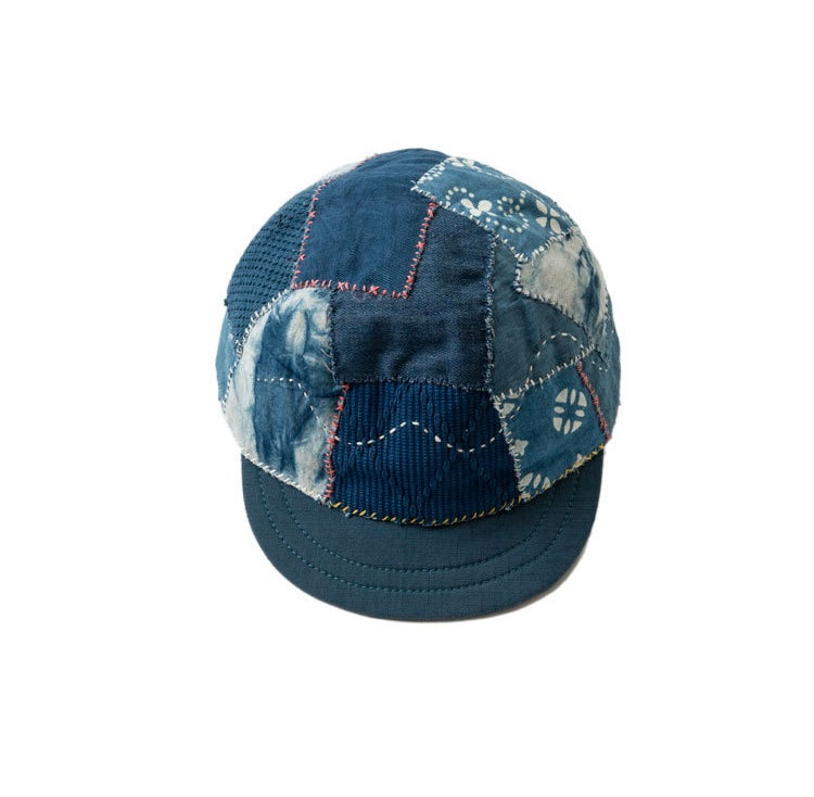 Indigo Dye Patchwork Short Brim Baseball Cap