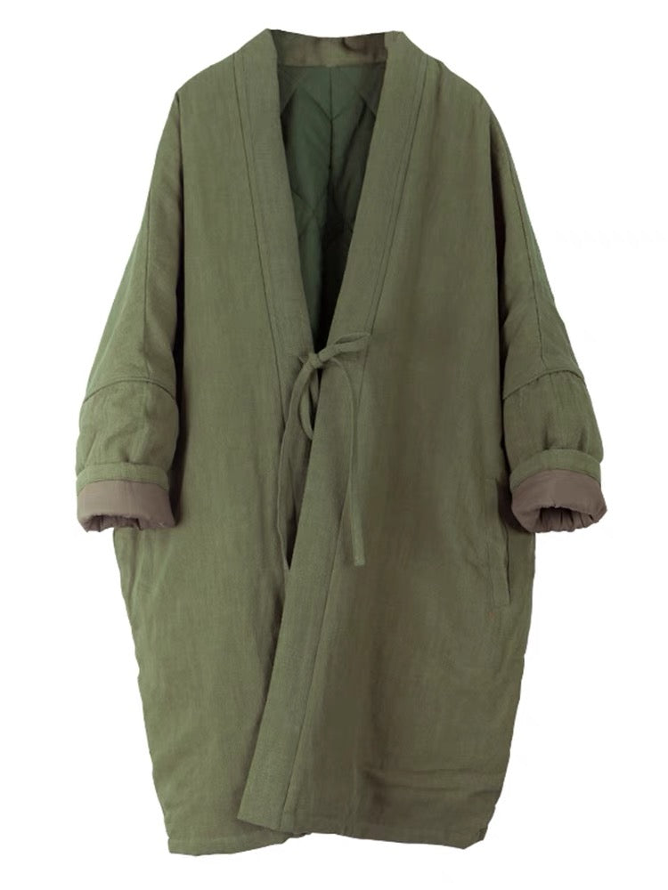 Military Green Oversize Padded Haori Jacket