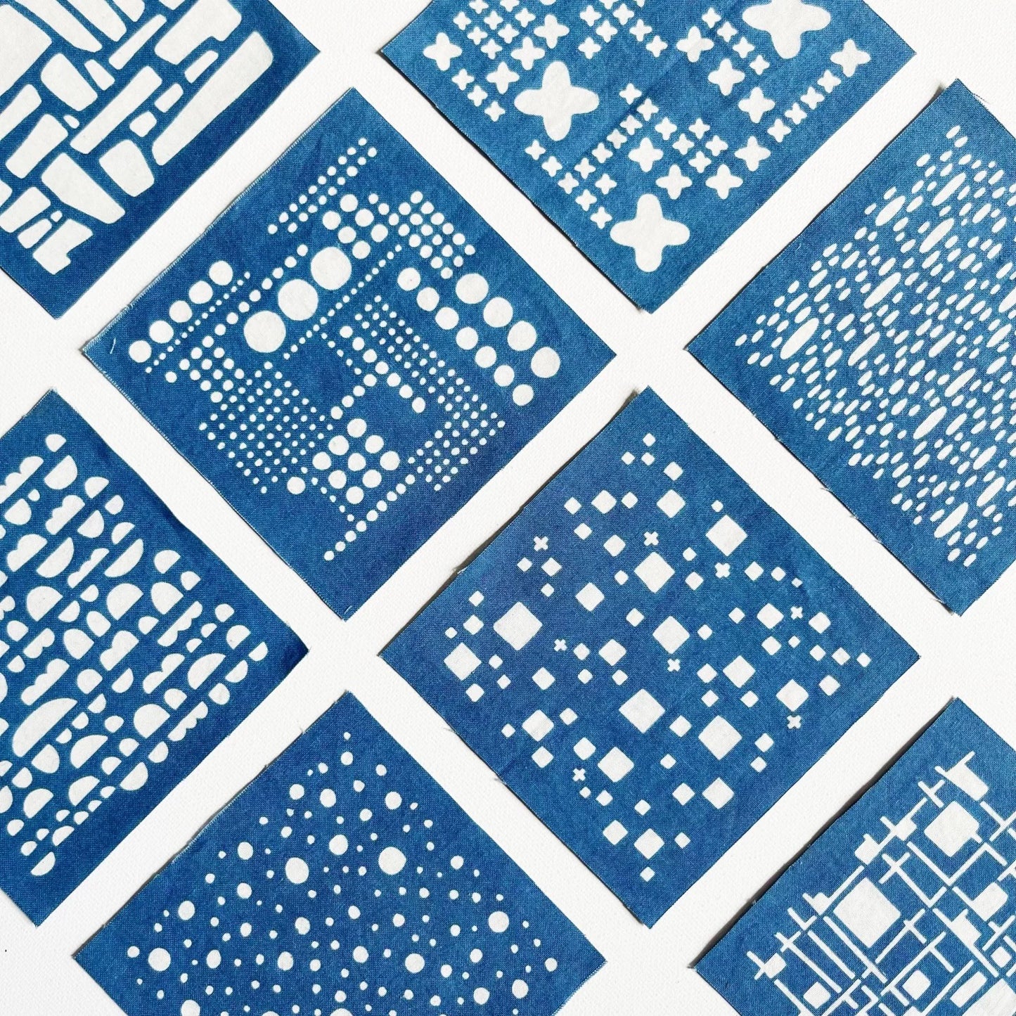 Indigo Dye Pixel Fabric Scraps Bundles