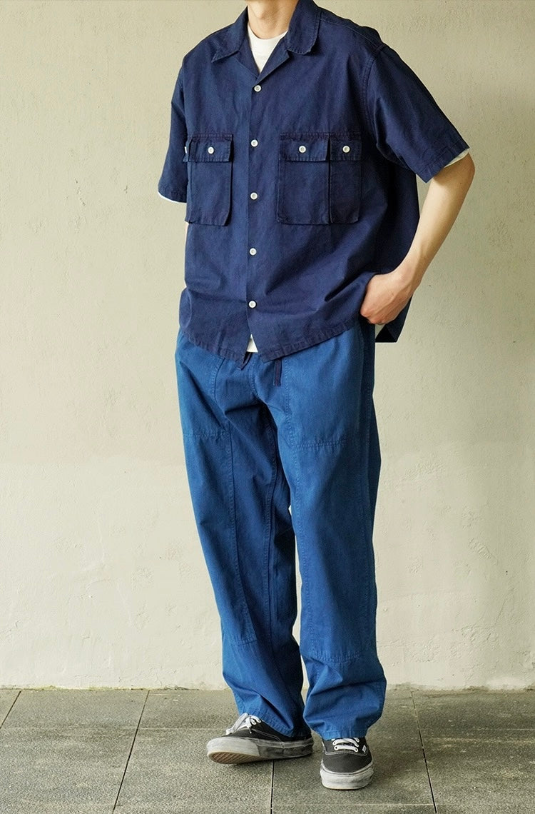 Indigo Dye Worker Aloha Shirt