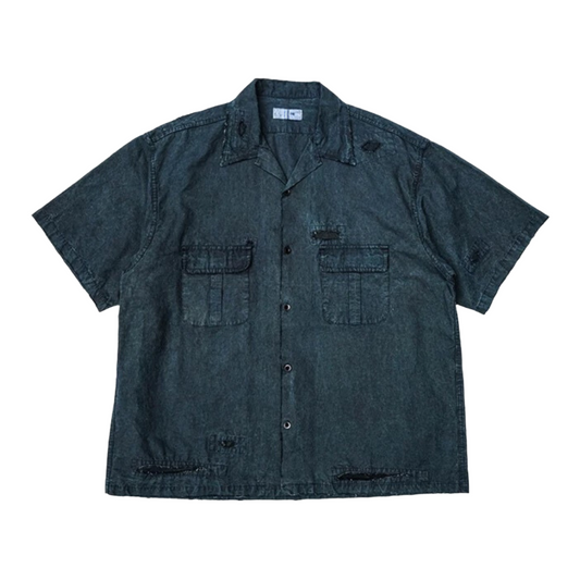 Mud Dye Distressed Worker Aloha Shirt