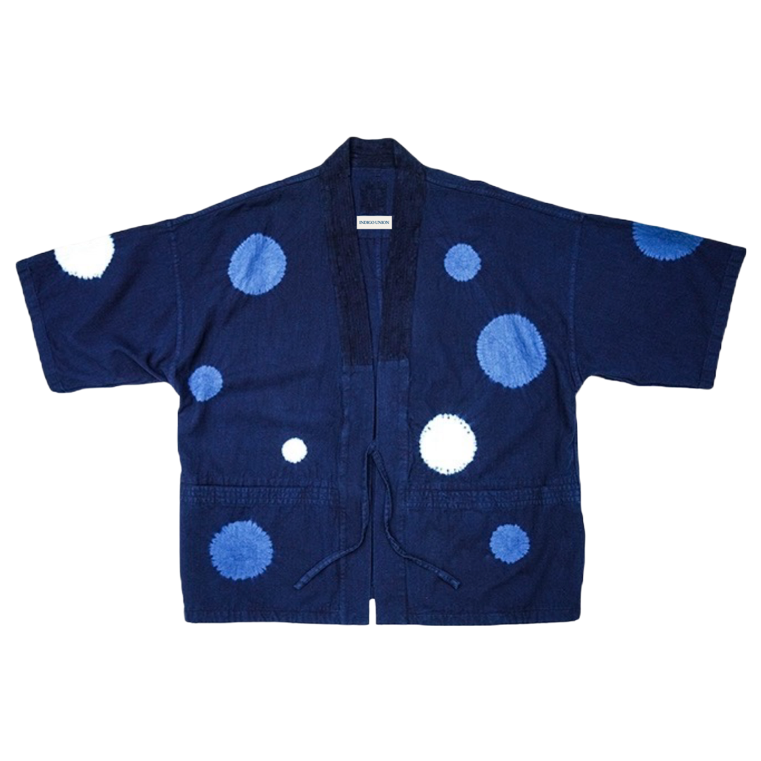 Indigo Tie Dye Dots Haori Jacket