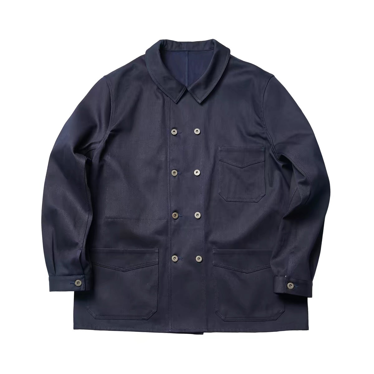 Indigo Dye Double-Breasted French Work Jacket